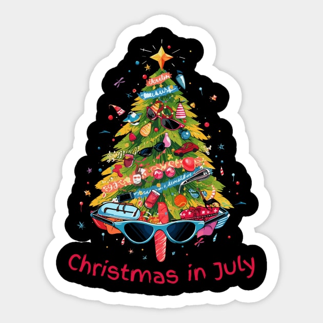 Coastal Christmas | Christmas in July X-Mas Tree T-Shirt Sticker by Indigo Lake